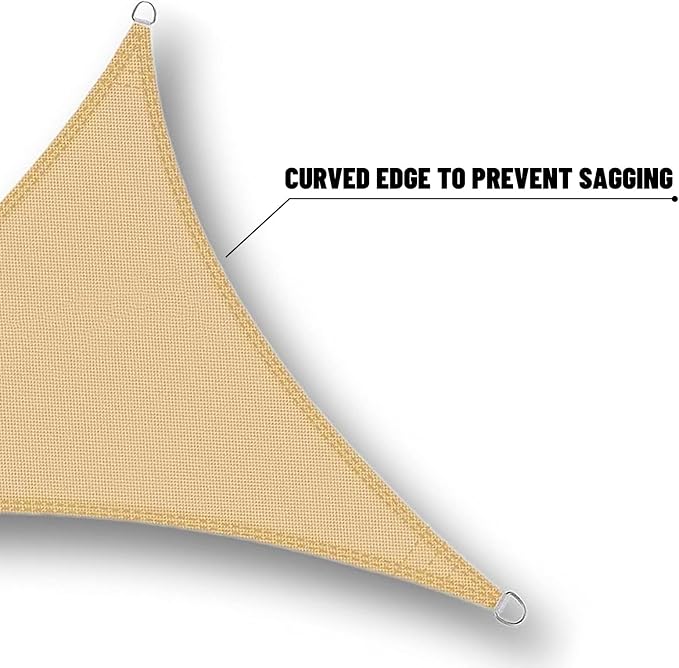 SUNNY GUARD Waterproof Sun Shade Sail 12'x20'x22.4' Sand Right Triangle UV - Image 5