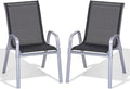 Patio Chairs Set of 2, Easily Set Up Stackable Outdoor Dining Chairs by Dovov