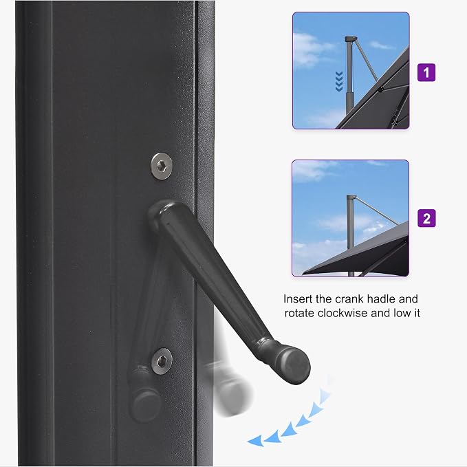 PURPLE LEAF 11.5' X 11.5' Telescopic Patio Umbrella - Image 4