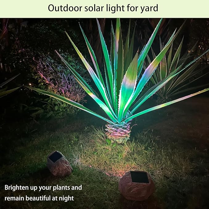 Solar Rock Lights Outdoor Waterproof, 4 Pack LED Colored Garden Rock Solar Light - Image 3