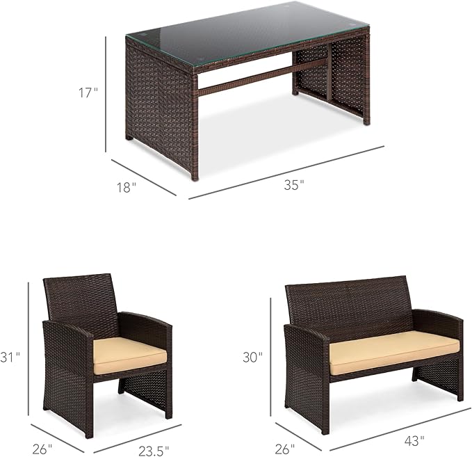 Best Choice Products 4-Piece Outdoor Wicker Patio Conversation Furniture Set - Image 7