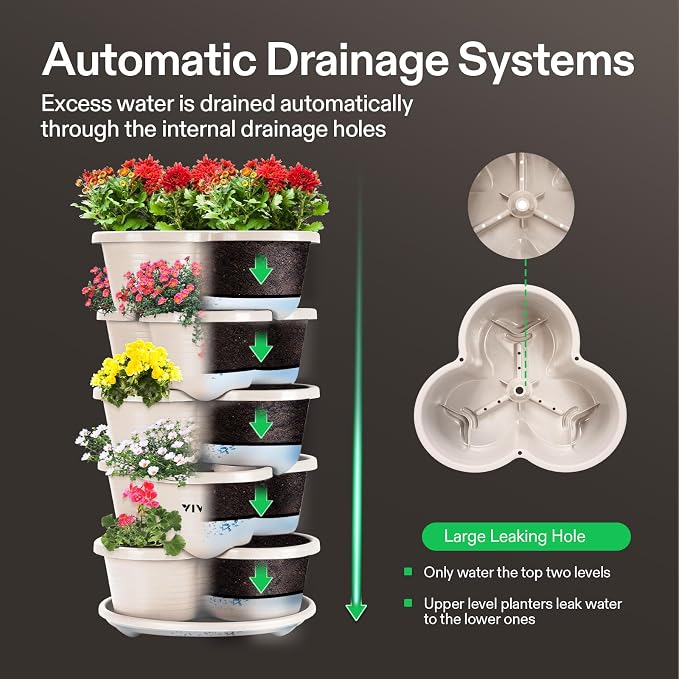 VIVOSUN 5 Tier Vertical Gardening Stackable Planter - Image 2