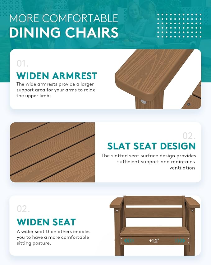 SERWALL 9-Piece Outdoor Dining Set, All Weather HDPE Outdoor Furniture Set - Image 6