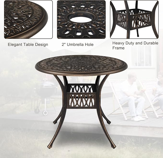 VINGLI 5-Piece Outdoor Patio Dining Set, Cast Aluminum All-Weather Outdoor - Image 3