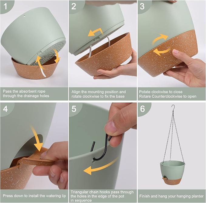 Hanging Planters for Indoor Outdoor Plants, 2 Pack Self Watering Hanging Pot - Image 4