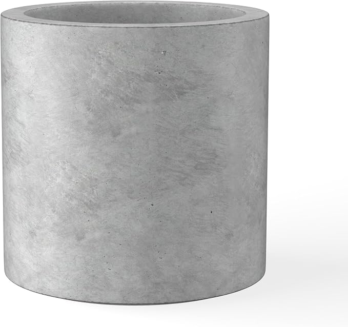 Kante 15.7" Dia Round Concrete Planter, Modern Style Large Cylindrical Plant Pot by Kante