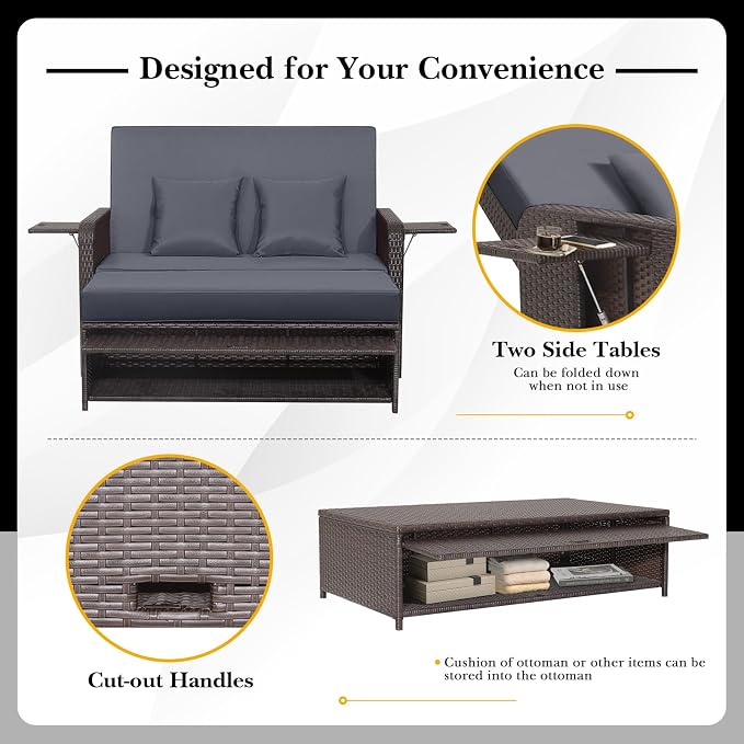 COSTWAY Patio Rattan Daybed - Image 6