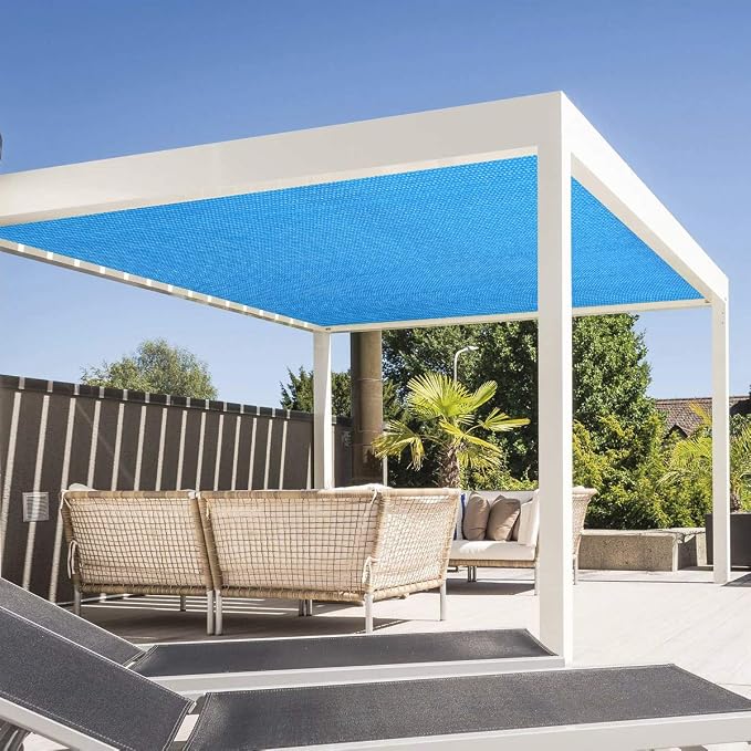 Eden's Decor Straight Flat-Edged Sun Shade Sail Rectangular 12' x 16' Blue - Image 6