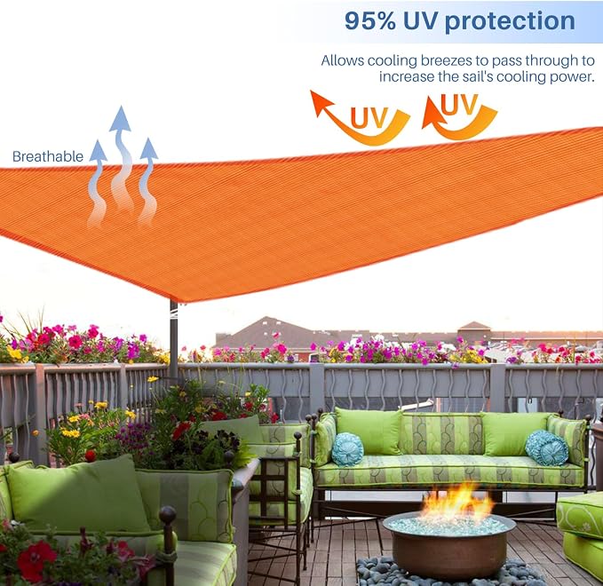 E&K Sunrise 4' x 4' x 4' Sun Shade Sail Triangle Canopy Shade Cover UV Block - Image 5