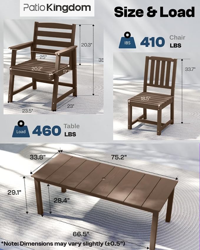 5-Piece Brown Outdoor Dining Set - Image 5