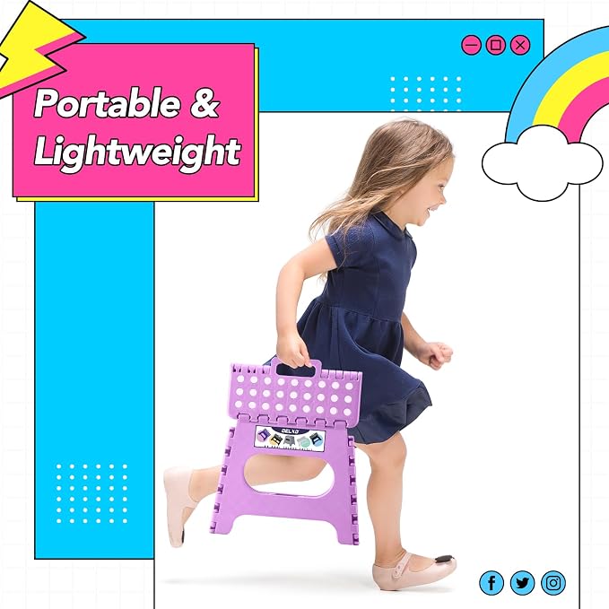 Delxo 11 inch Folding Step Stool, Non-Slip Foldable Stools Up to 300 LBS - Image 5