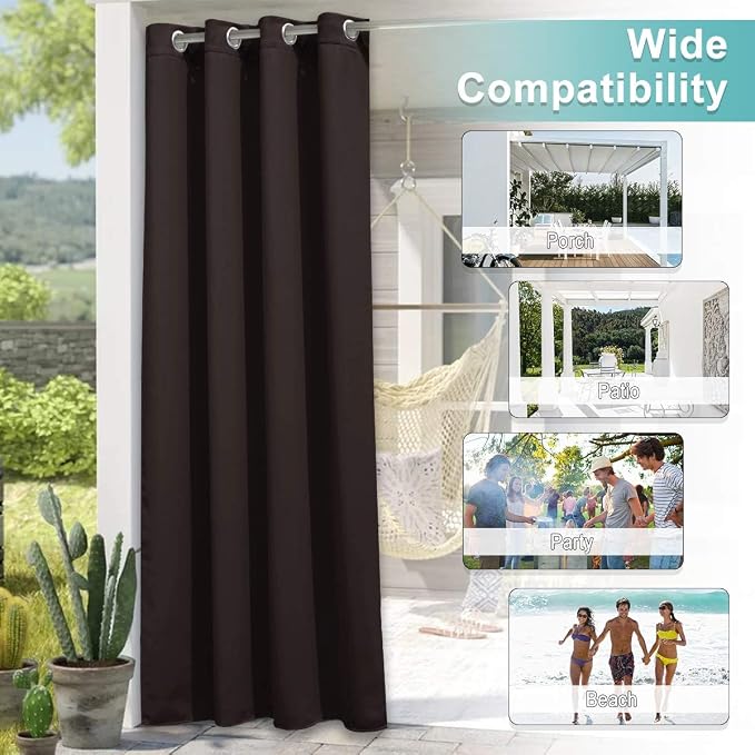 NICETOWN 2 Panels Brown Outdoor Curtains - Image 5