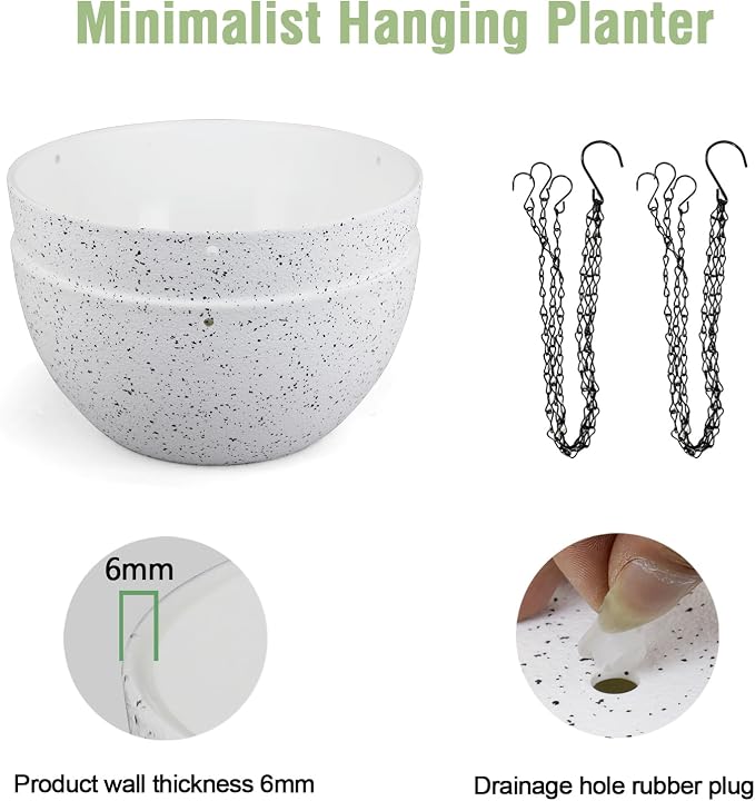 8 inch Hanging Planters for Small Indoor Outdoor Plants, 2 Pack Hanging Flower - Image 4