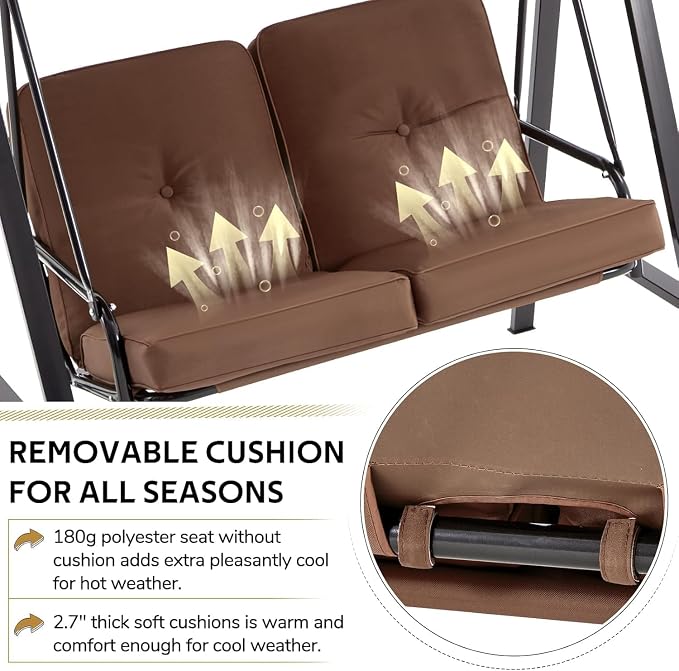 AECOJOY 2-Seat Outdoor Patio Swing Chair - Image 4