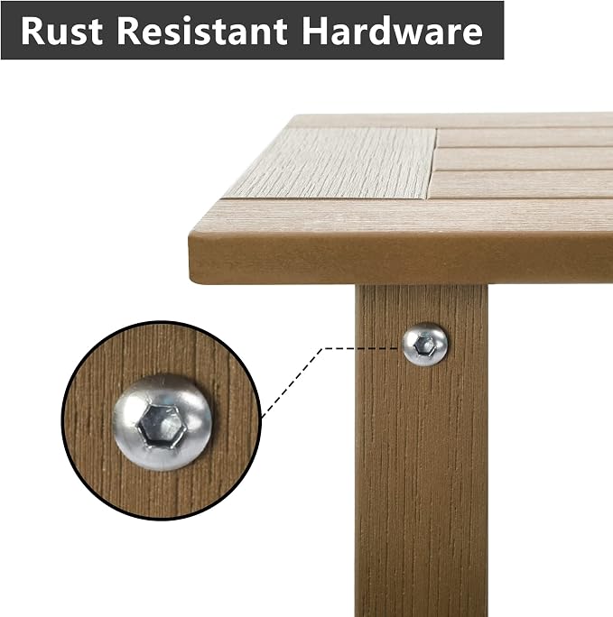 Double Adirondack Outdoor Side Table Weather Resistant, Outdoor Rectangular - Image 5