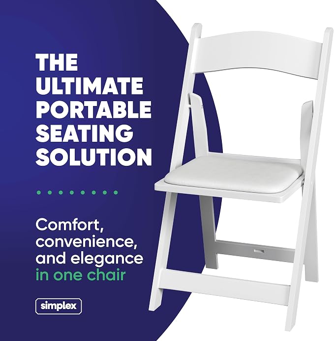 SIMPLEX 48 White Folding Chairs – Resin Stackable Foldable Chairs - Image 4