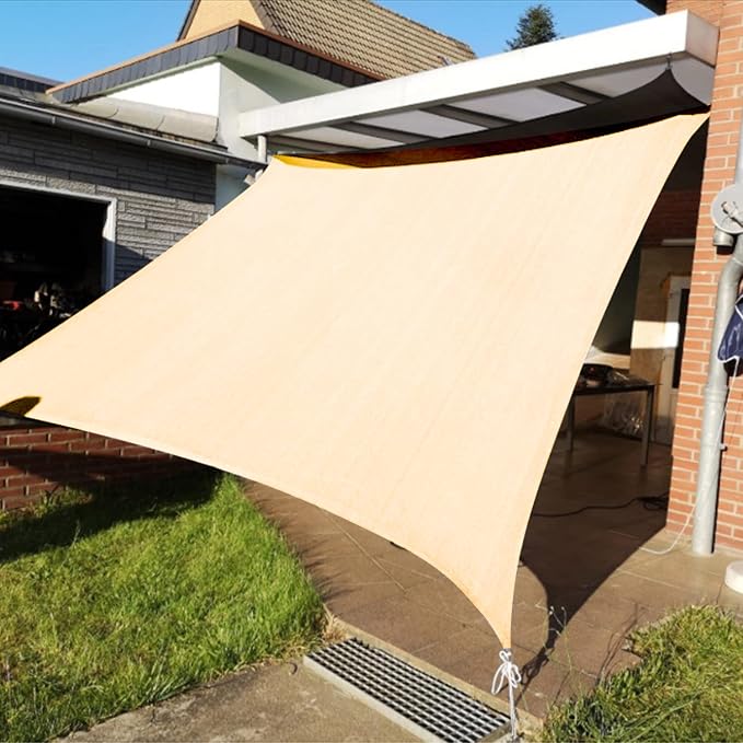 KANAGAWA 14'X15' Cream Custom Size Sun Shade Sail Rectangle UV Block Canopy by KANAGAWA