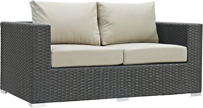 Modway EEI-1851-CHC-BEI Sojourn Wicker Rattan Outdoor Patio Coffee Table - Image 4
