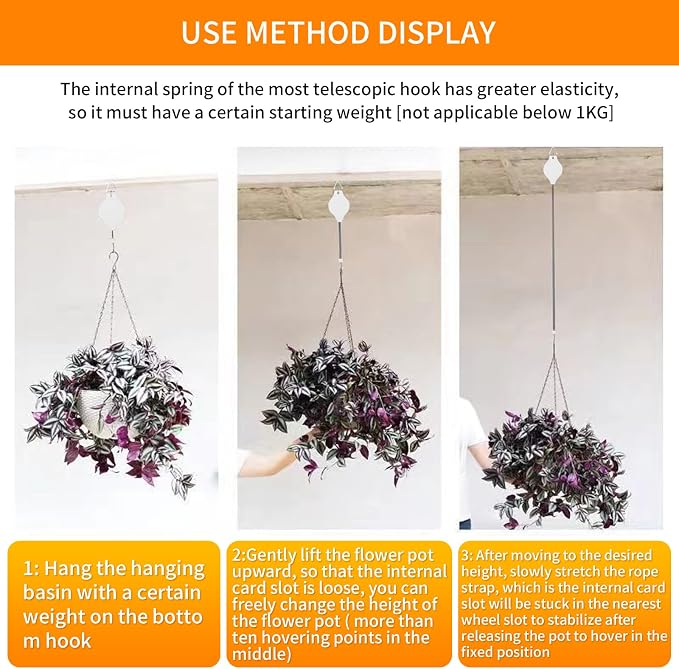 4PCS Plant Pulley Retractable Pulley Plant Hanger Hanging Flower Basket Hook - Image 3