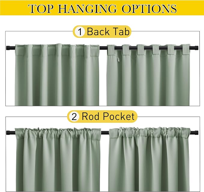 NICETOWN 2 Panels Outdoor Curtains Waterproof Pocket & Back Tab on Top & Bottom - Image 3