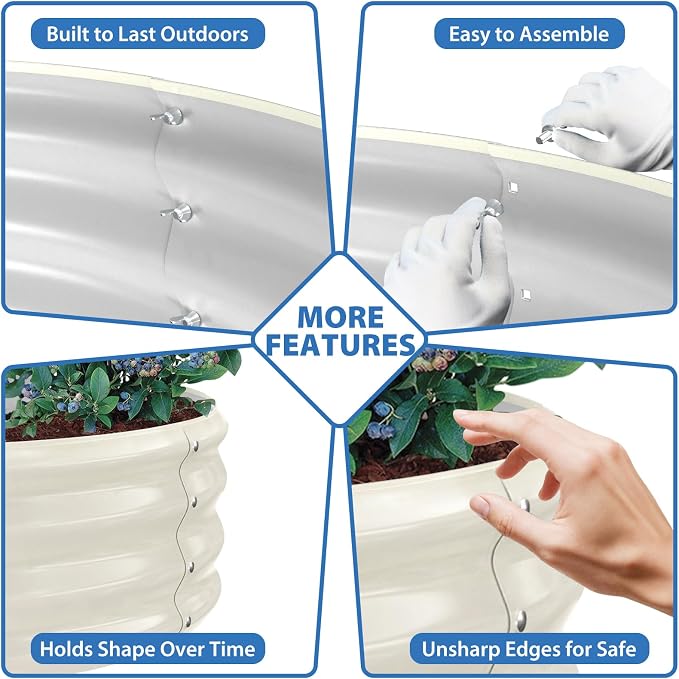 Round Galvanized Raised Garden Bed, Heavy Duty Metal Planter Box - Image 6