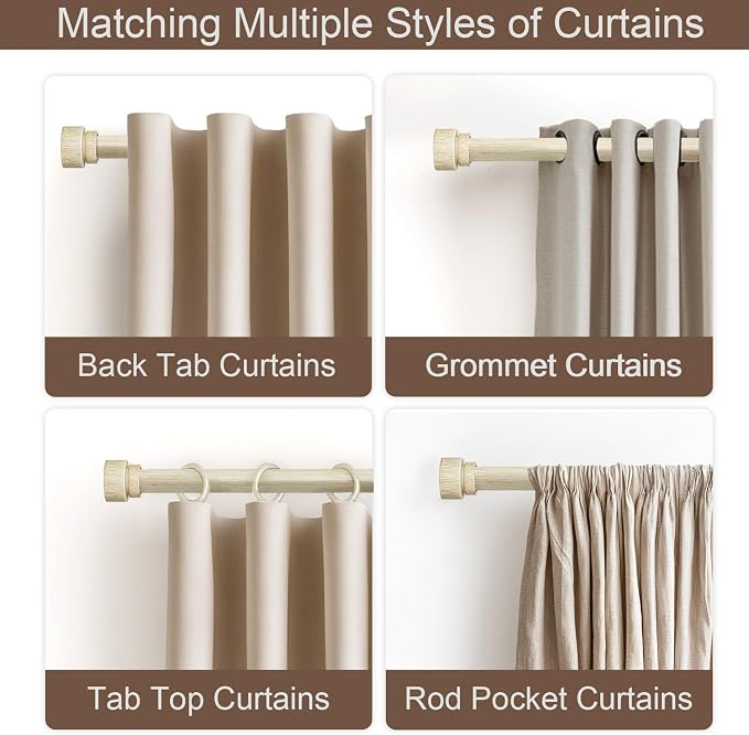 Antique White Curtain Rods for Windows 72 to 144 Inches Heavy Duty Adjustable - Image 3