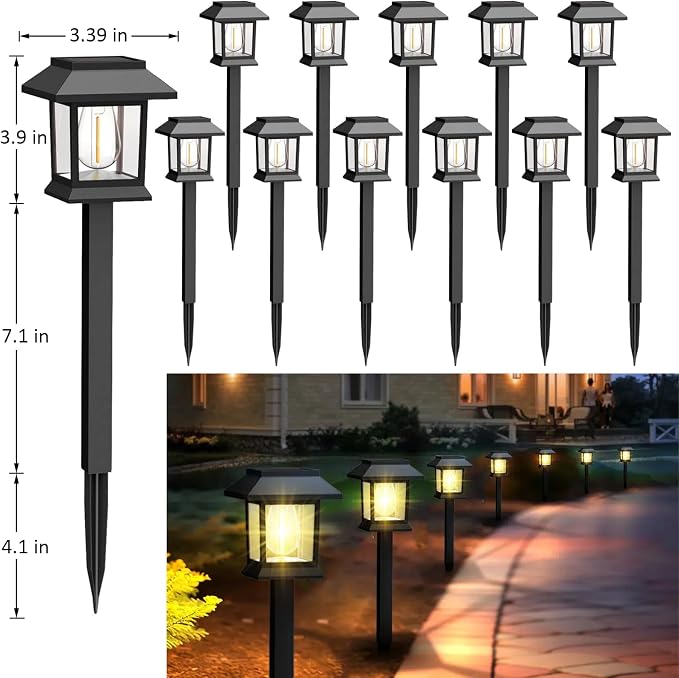 Greluna Solar Lights Outdoor, 12 Pack 3000K Waterproof Auto On/Off Solar - Image 2