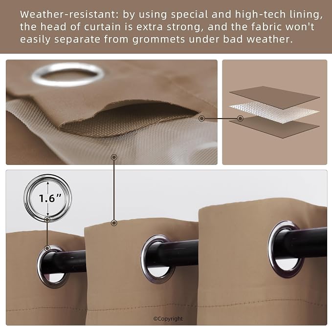 Waterproof Outdoor Curtain W105 x L108 - Image 3