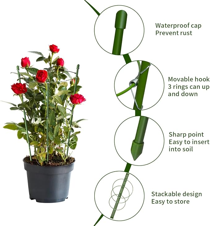 4 Pack Tomato Cage for Garden Plant Support, 18 inches Small Tomato Cages - Image 4