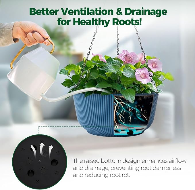 T4U 10 Inch Hanging Planters for Indoor Outdoor Plants, Hanging Baskets for - Image 4