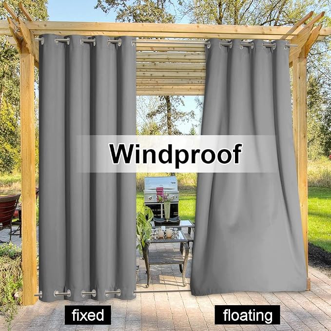 NICETOWN Outdoor Patio Curtains Extra Wide 84 in, Waterproof & Windproof Patio - Image 6