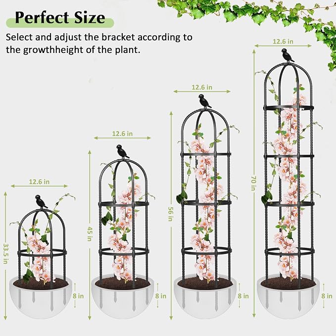 Obelisk Trellis for Climbing Plants Outdoor, 6.2 FT Plant Support for Tomato - Image 7