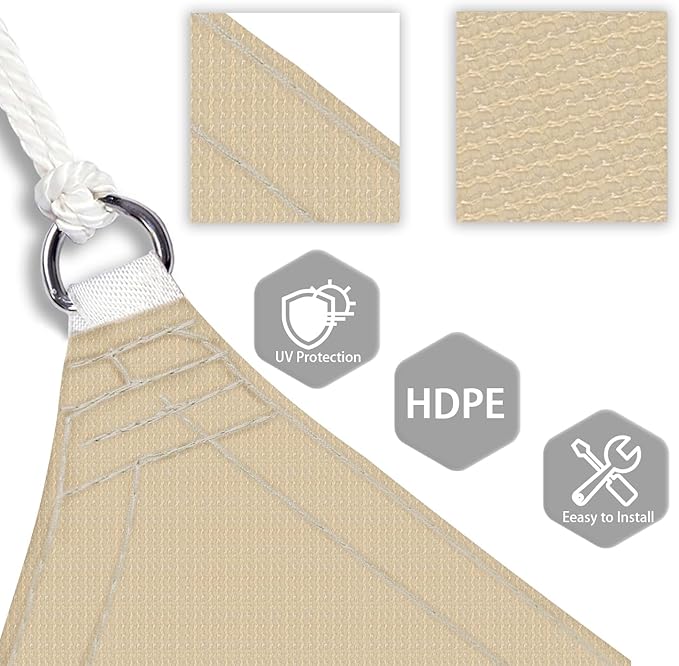 Patio Paradise 17' x 17' x 17' Sun Shade Sail Triangle Canopy Shade Cloth - Image 3