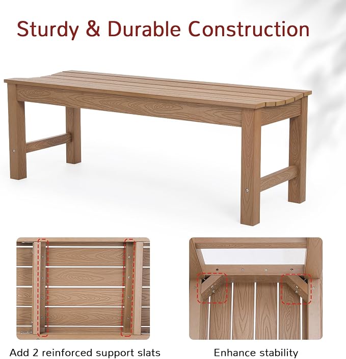 Stoog Outdoor Bench, 2-Person Patio Backless Bench - Image 5
