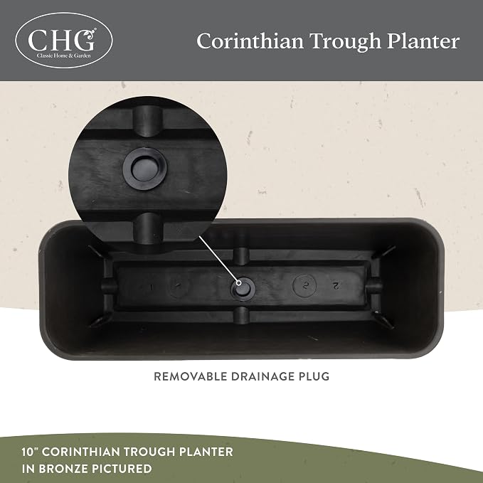 Classic Home and Garden Corinthian Trough Planter, Slate Blue - Image 3
