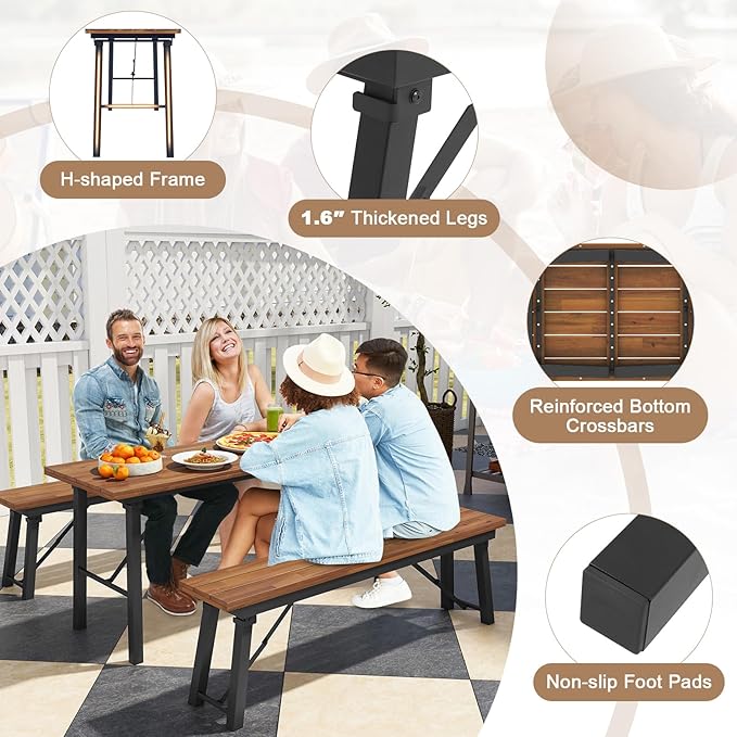 Tangkula 59" Narrow Outdoor Dining Table - Image 6