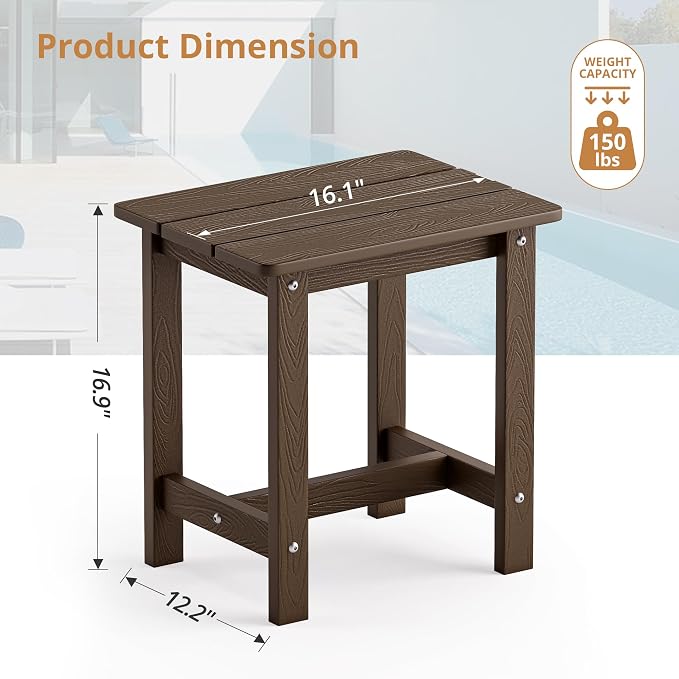 LUE BONA Outdoor Side Table Set of 2, HDPS Small Outdoor Table, Adirondack Side - Image 3