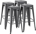 Furmax 30 Inch Metal Bar Stools Set of 4, Counter Height Backless Stools by Furmax