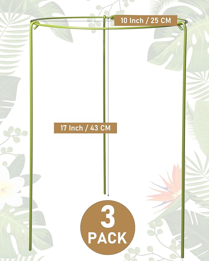 3-Pack Heavy Duty Plant Support Stakes, Metal Plant Ring Cages - Image 4