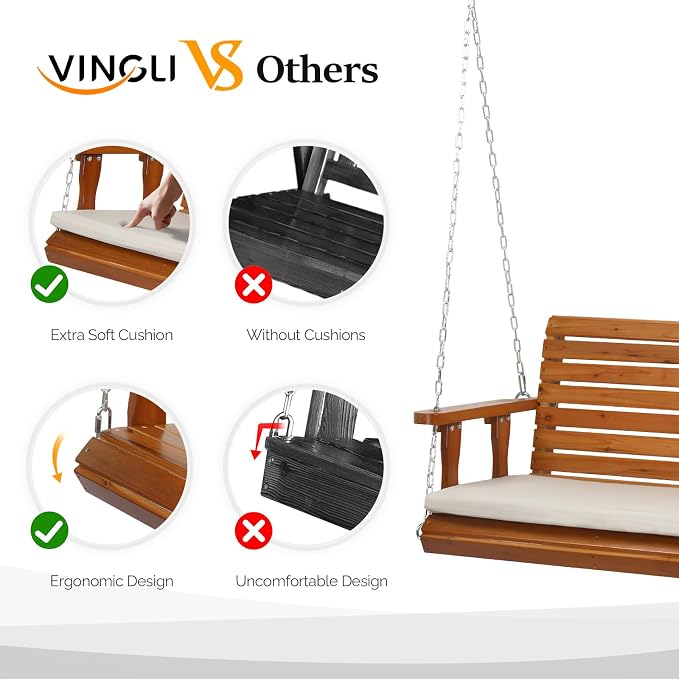 VINGLI 5 FT Outdoor Porch Swing - Image 3