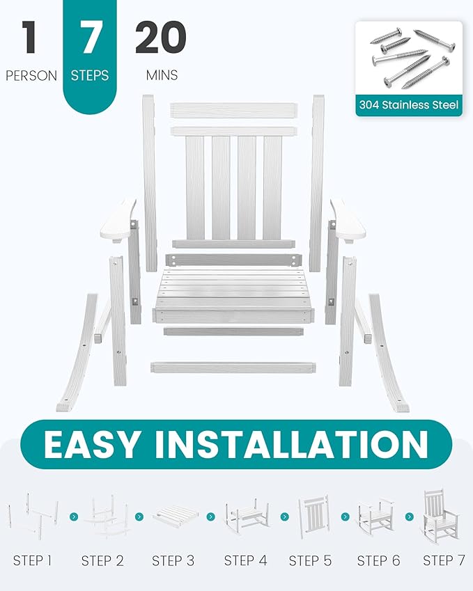 SERWALL Oversized Outdoor Rocking Chair Set of 2, HDPE Rocker - Image 7