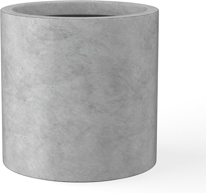 Kante 12.6" Dia Round Concrete Planter, Modern Style Large Cylindrical Plant Pot by Kante