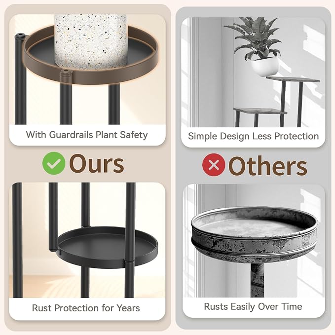 LASZOLA Black 5 Tier Plant Stand Indoor Heavy Duty Metal Planter Flower Holder - Image 5