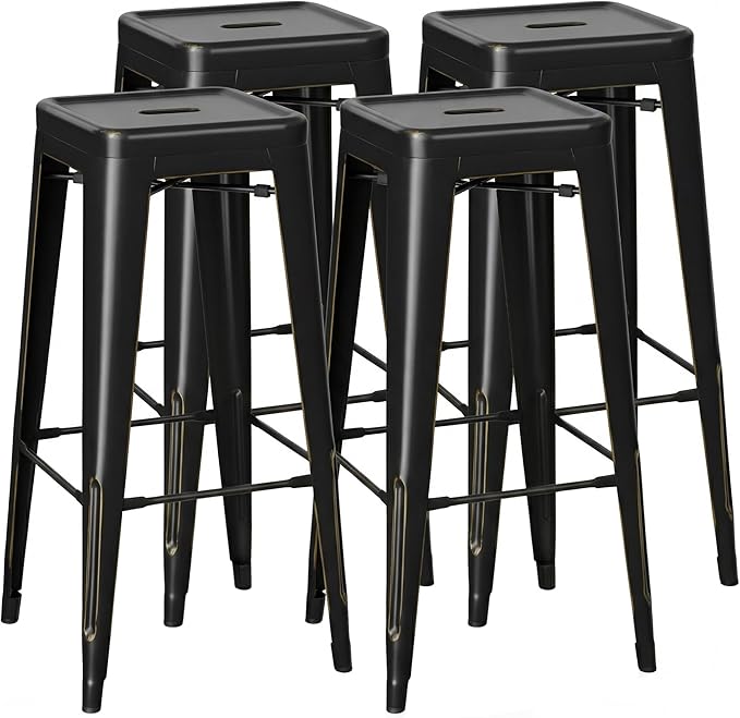 Shahoo 30 Inches Metal Bar Stools Counter Height Stackable Backless Stools by BuynowfromShahoo