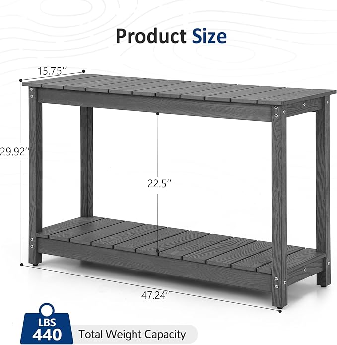 Outdoor Console Table, 440LBS Weight Capacity, 2-Tier Multifunctional Buffet - Image 3