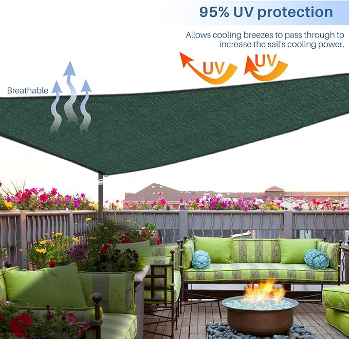 E&K Sunrise 2' x 2' x 2' Sun Shade Sail Triangle Canopy Shade Cover UV Block - Image 5