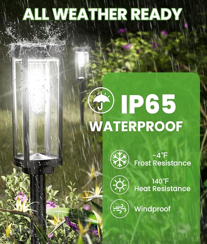Bright Solar Pathway Lights, 4 Pack Solar Lights Outdoor Waterproof IP65 - Image 6