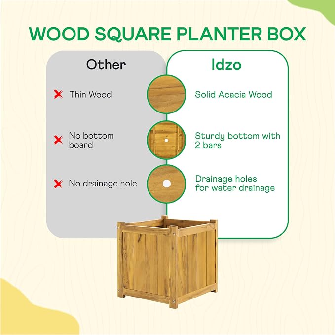 Idzo Set of 2 Acacia Wood Flower Planters - Image 7