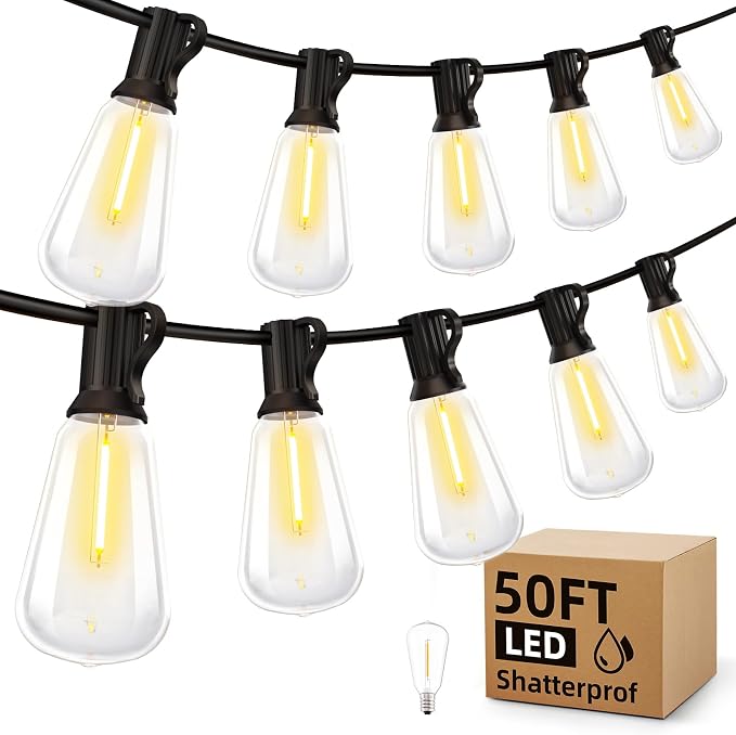 Outdoor String Led Patio Lights - 50Ft 15M Outside Waterproof Light ST38 by MGVIH