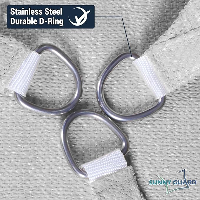 SUNNY GUARD Custom Size 14'x24' Silver Grey Sun Shade Sail Rectangle UV Block - Image 6
